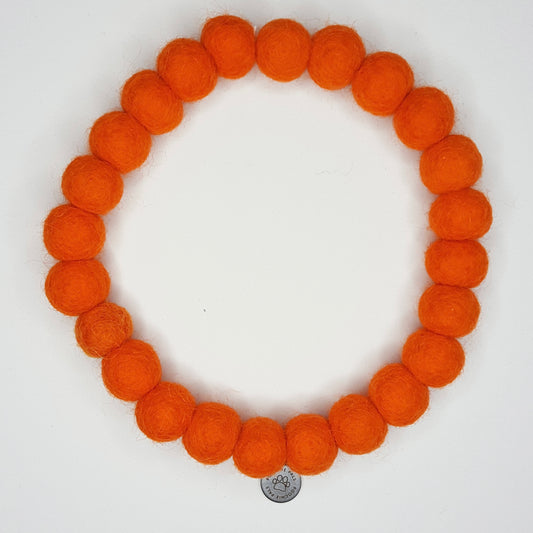 Bright Orange Pom Pom Collar