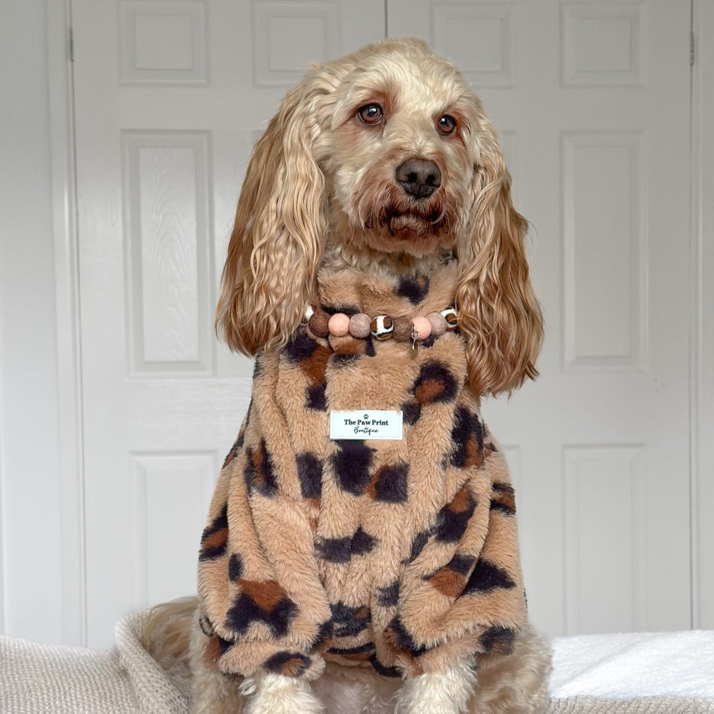 Leopard Pom Pom Collar