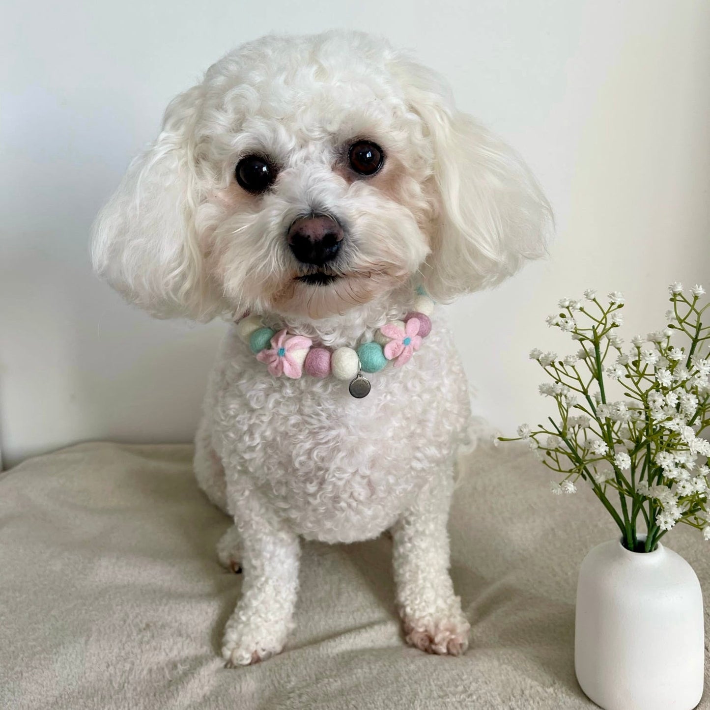 Cherry Blossom Pom Pom Collar