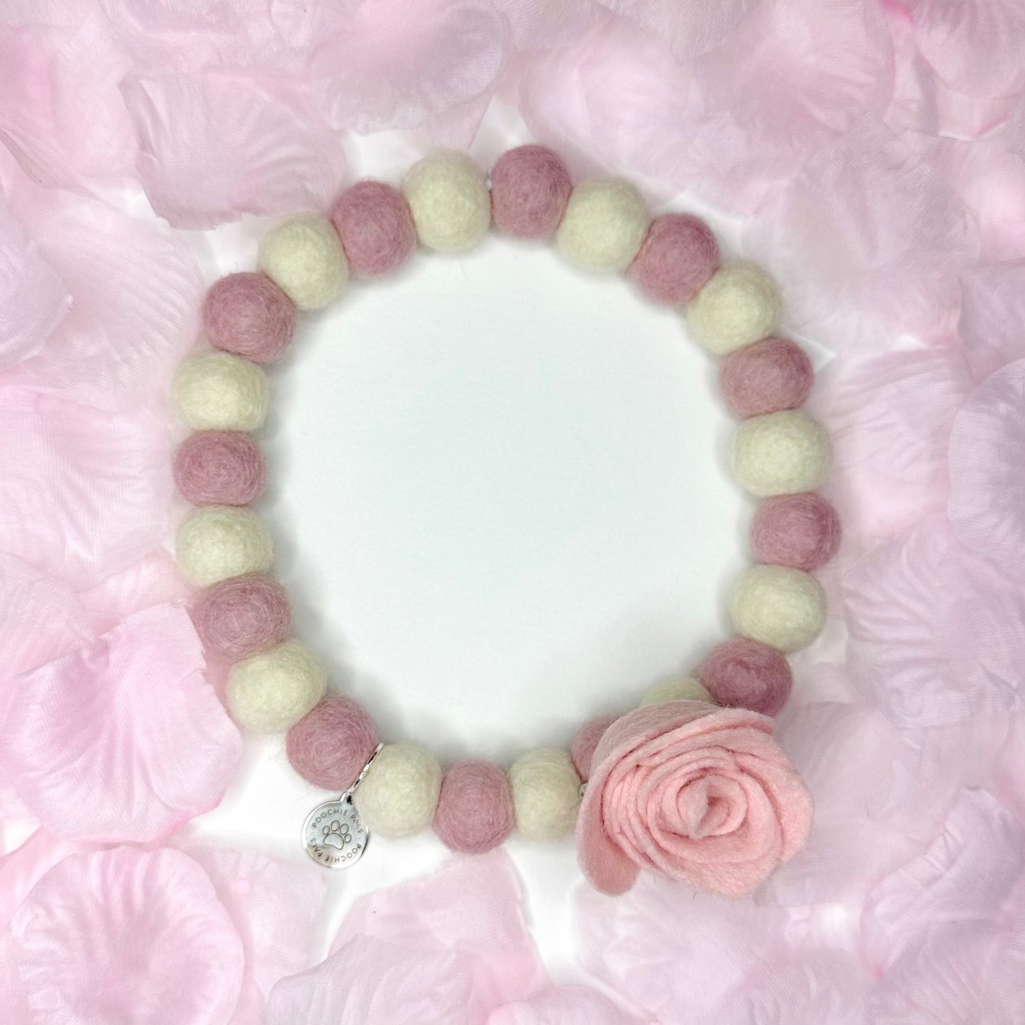 Pink Rose Pom Pom Collar