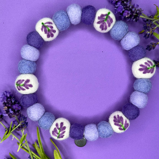 Lavender Field Flower Pom Pom Collar