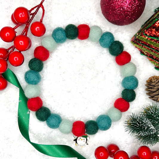 Holly & Ivy Christmas Pom Pom Collar