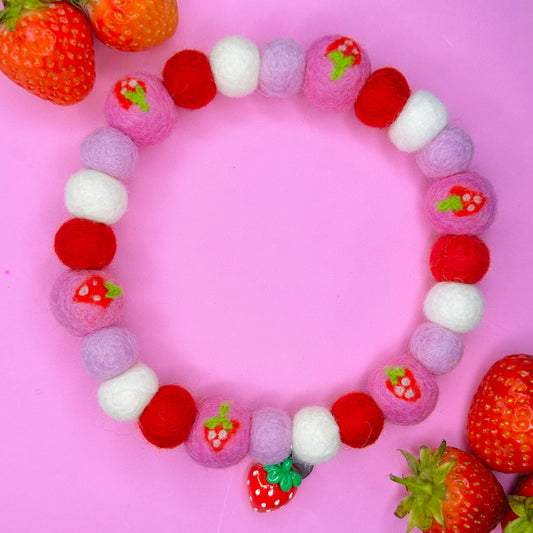 Strawberries & Cream Fruit Pom Pom Collar