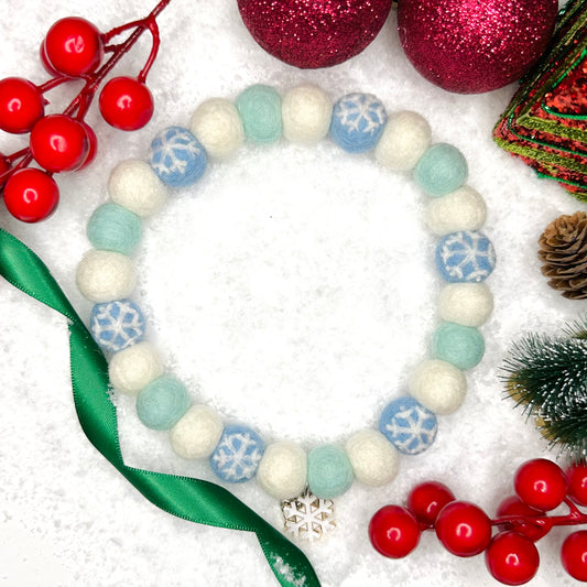 Snowflake Christmas Pom Pom Collar