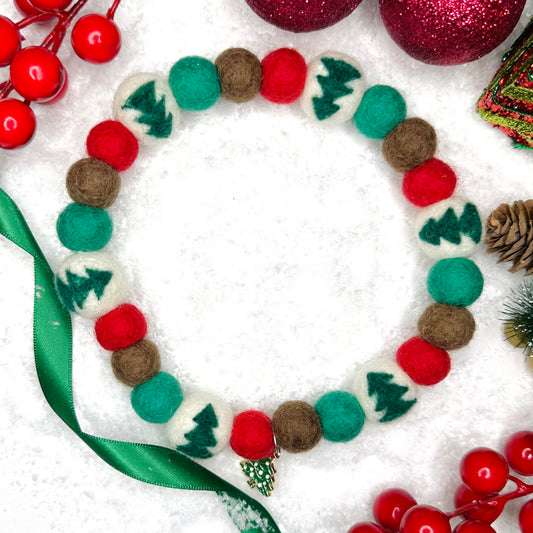 Christmas Tree Christmas Pom Pom Collar