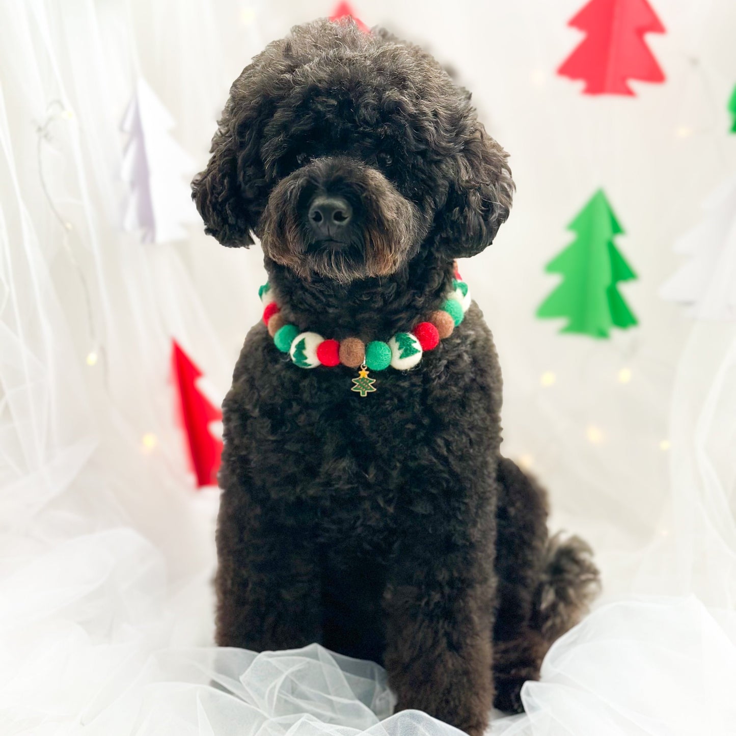 Christmas Tree Christmas Pom Pom Collar