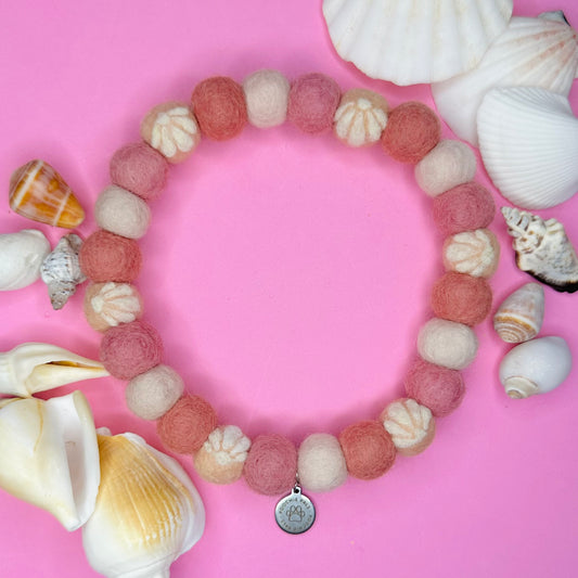 Pink Pearl Shell Pom Pom Collar