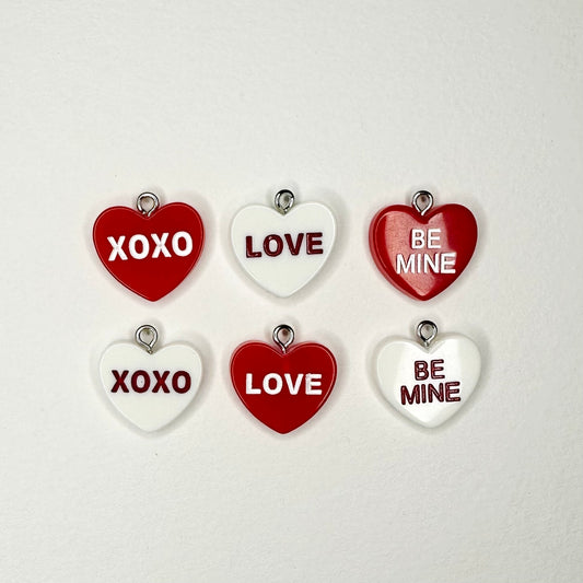 Red & White Heart Charms