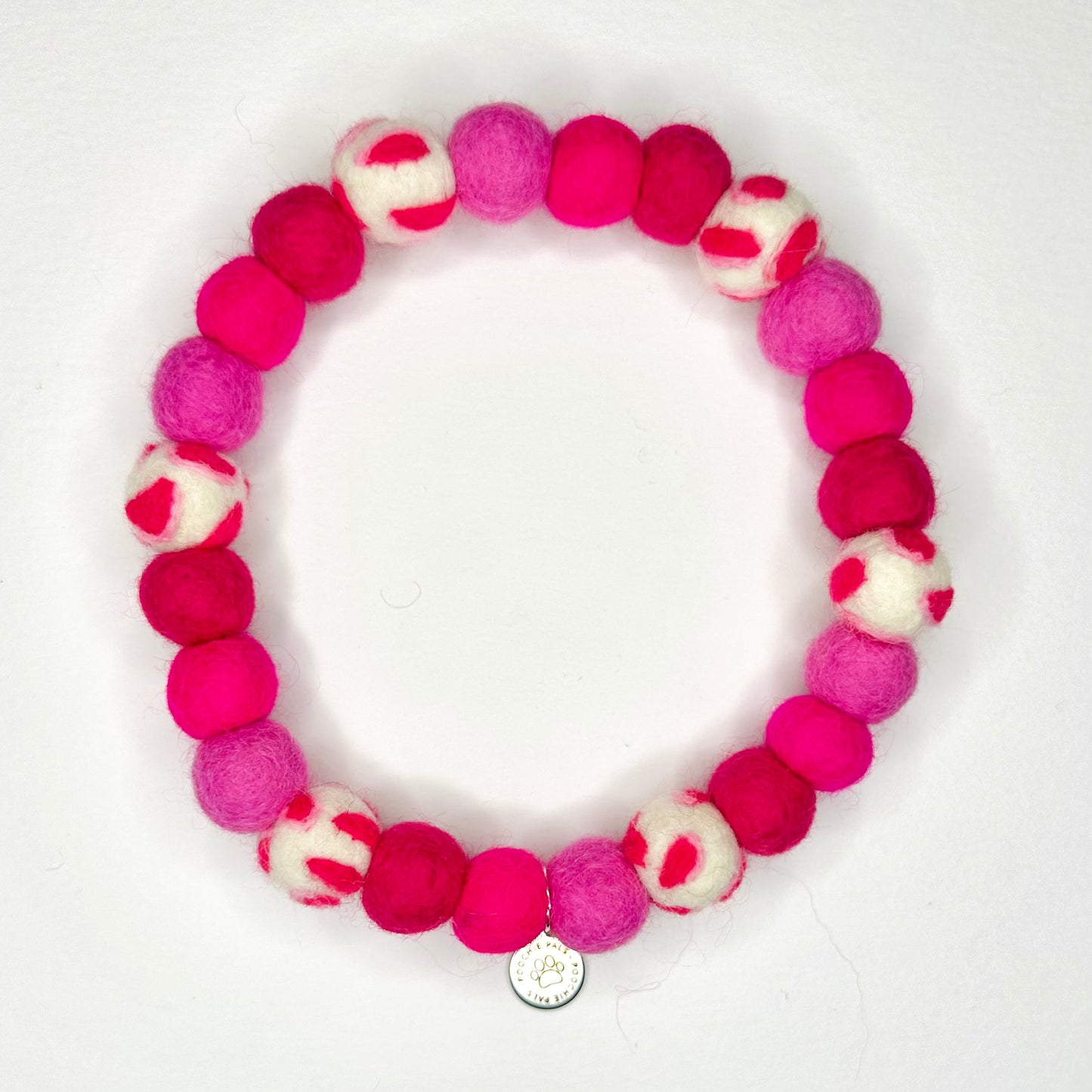 Pink Leopard Pom Pom Collar