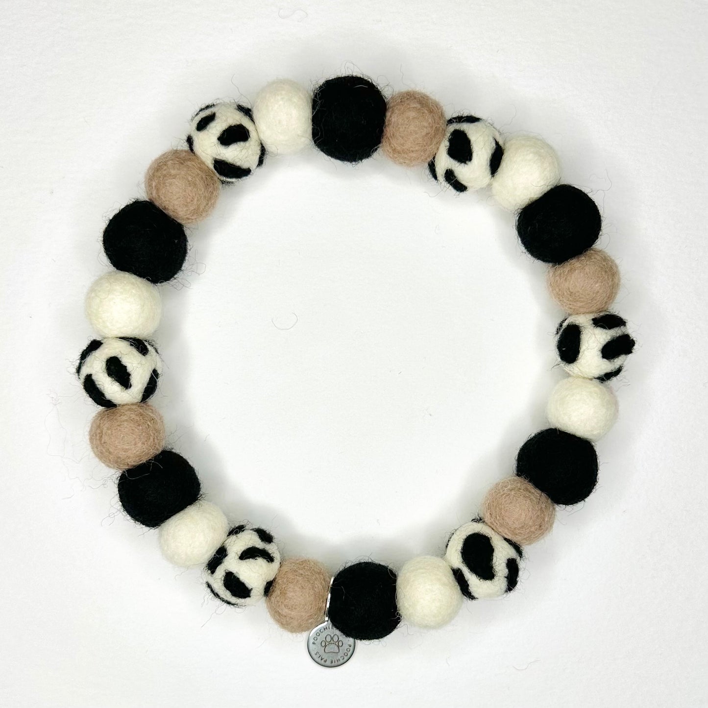 Cow Print Pom Pom Collar