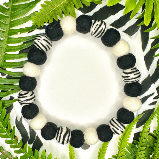 Zebra Pom Pom Collar