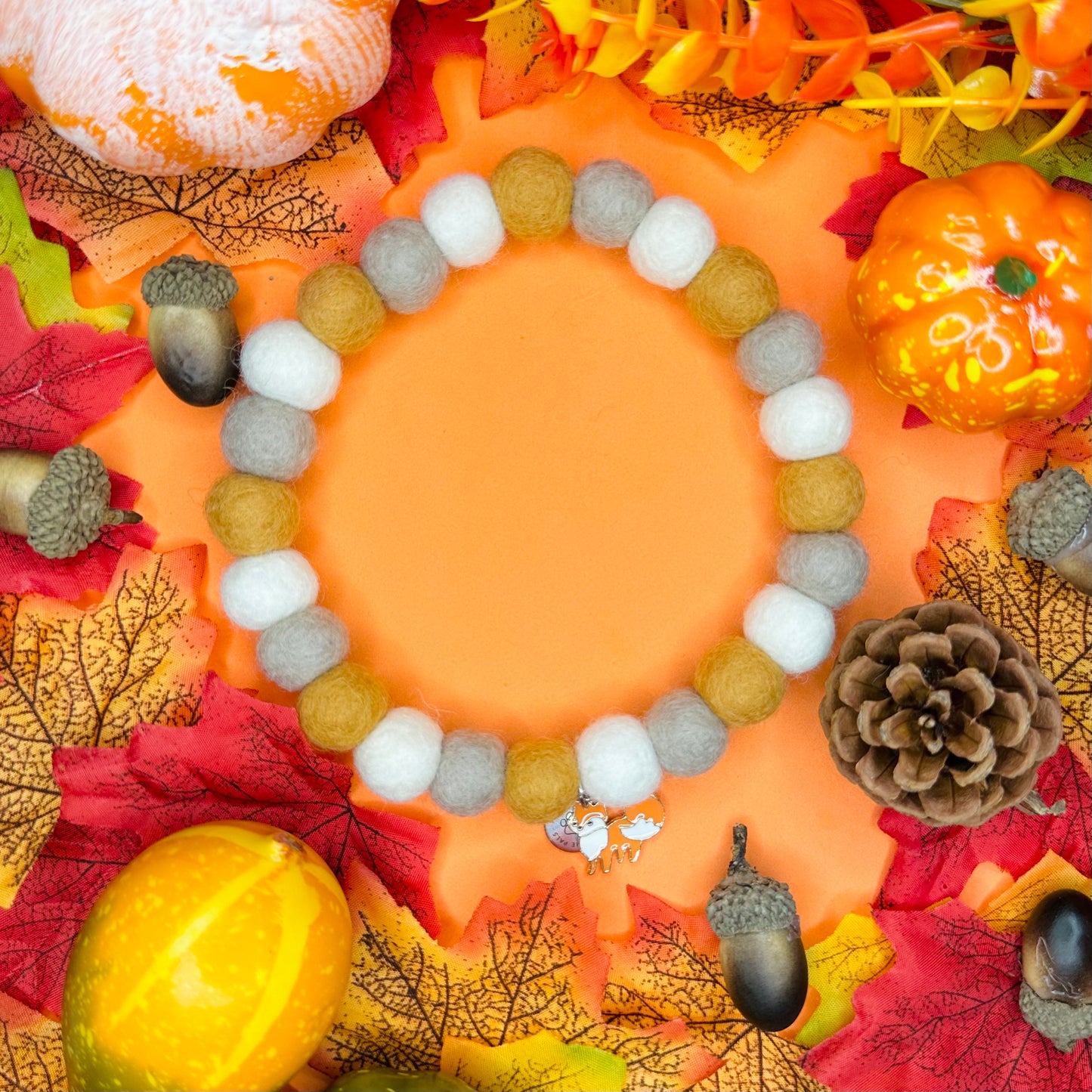 Pumpkin Latte Autumn Pom Pom Collar