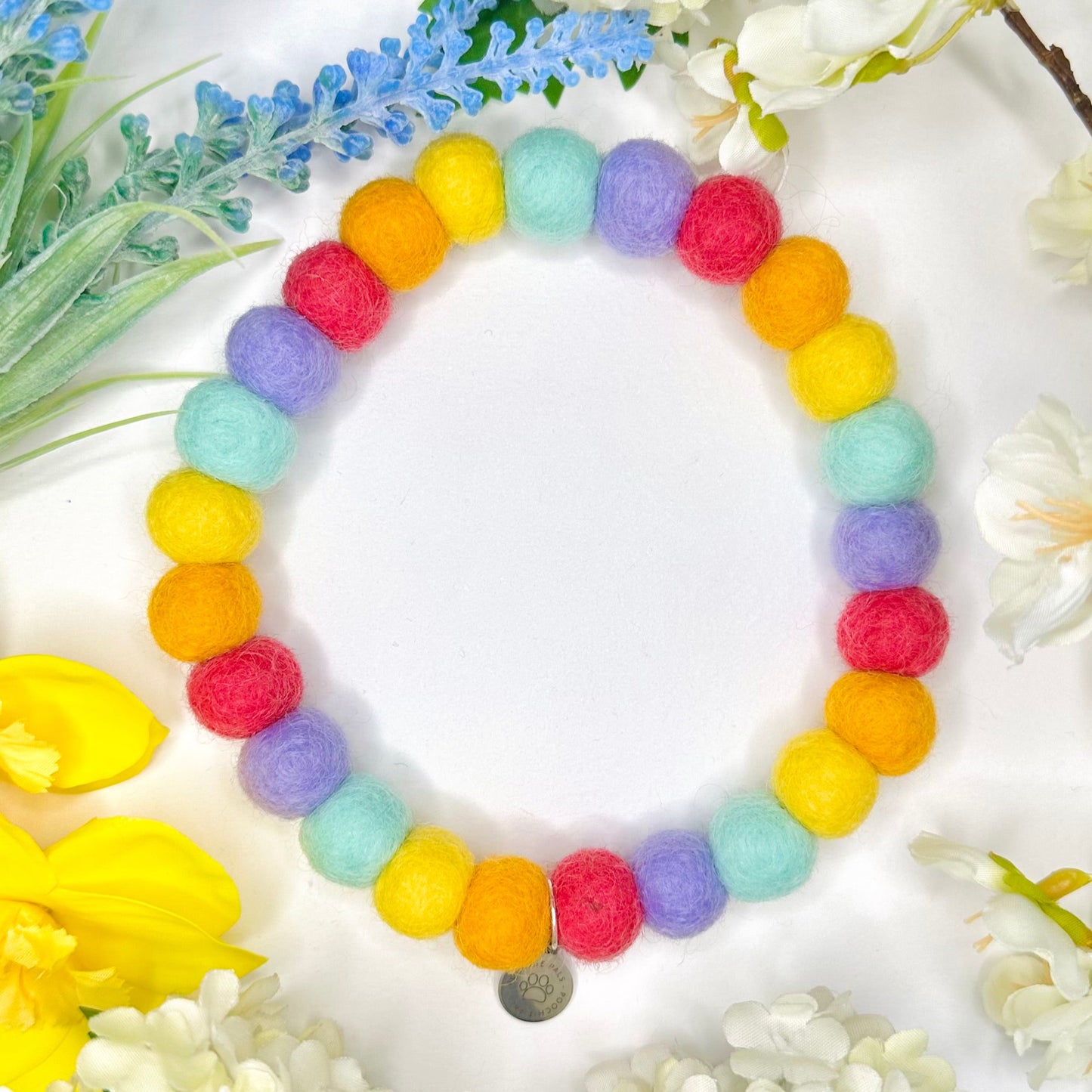 Poppies Rainbow Pom Pom Collar