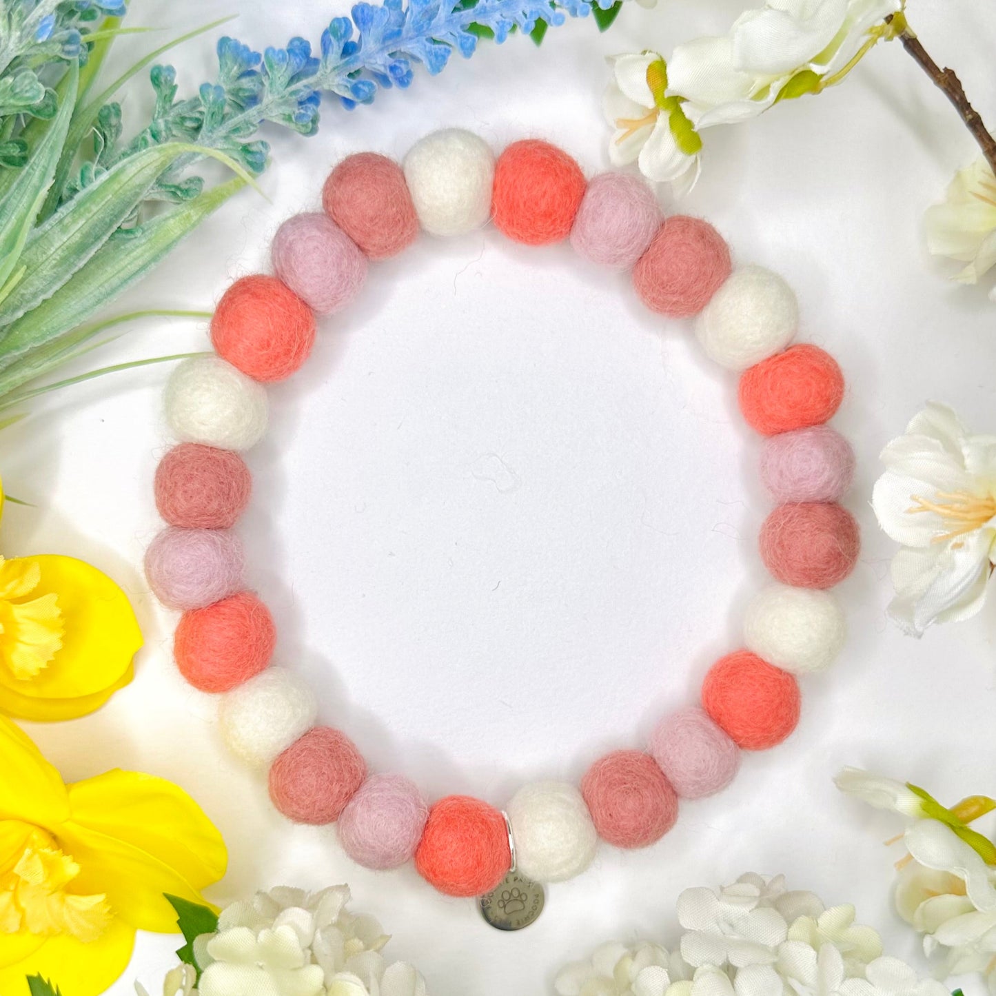 Blush Blossom Pom Pom Collar