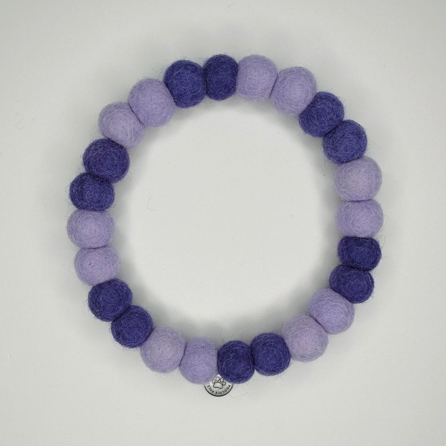 Double Purple Block Duo Pom Pom Collar