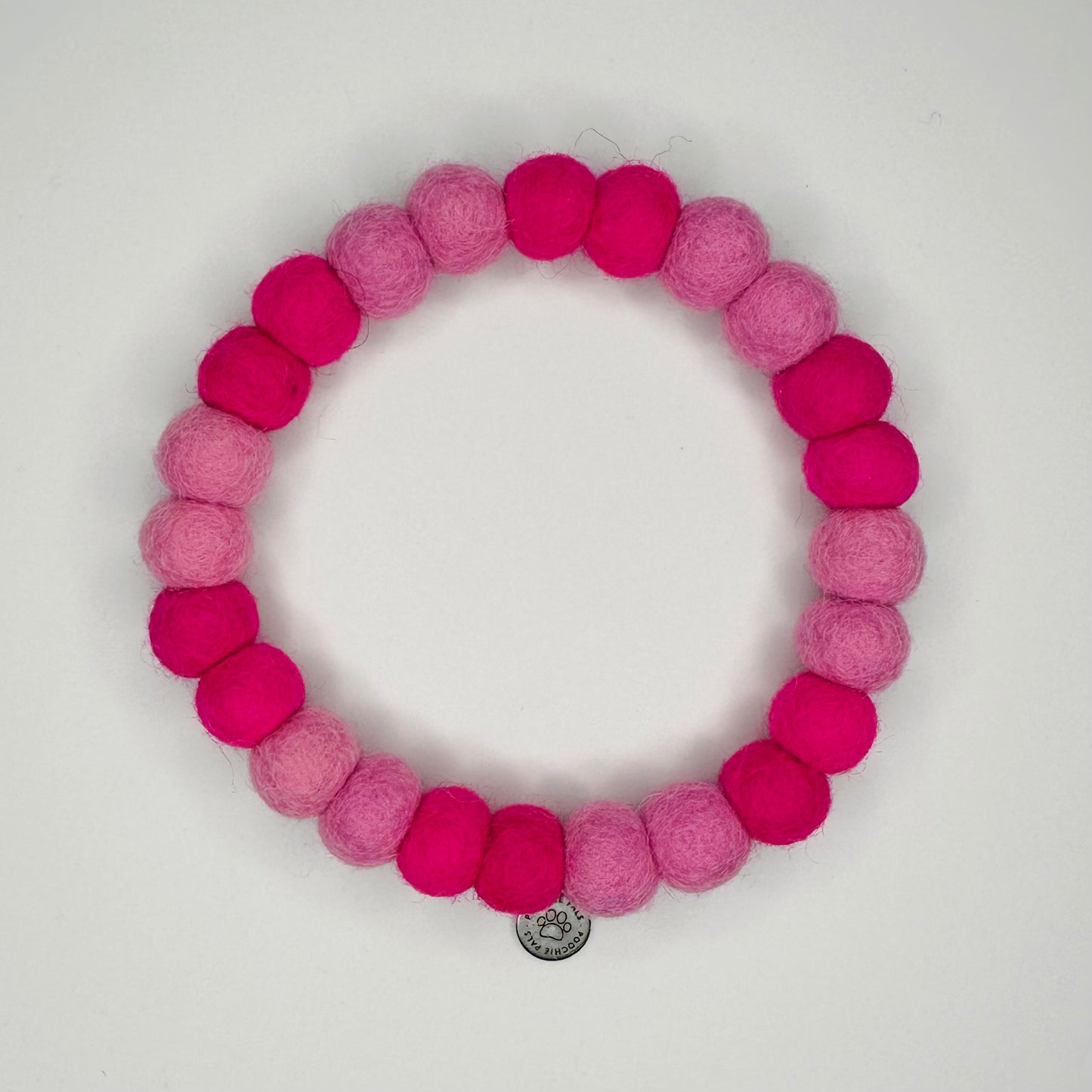 Double Pink Block Duo Pom Pom Collar