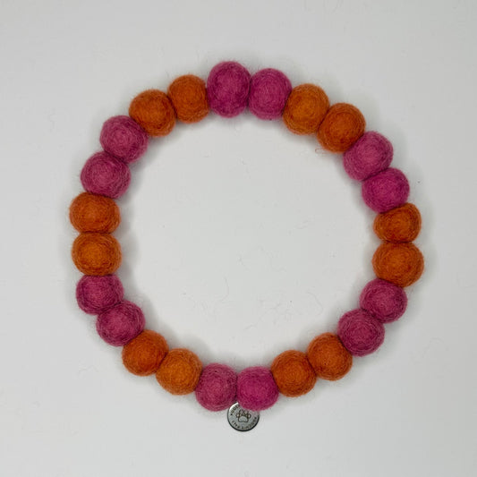 Rose & Burnt Orange Block Duo Pom Pom Collar