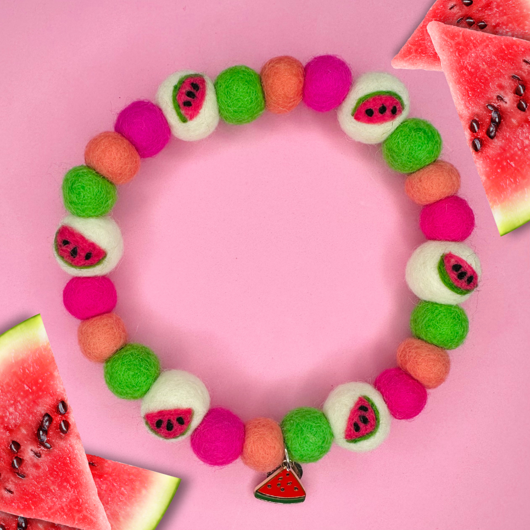 Watermelon Heaven Fruit Pom Pom Collar